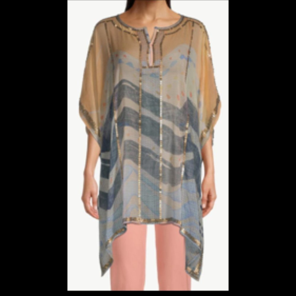 NWT CHICO'S BEADED NOVELTY PONCHO - Size S/M